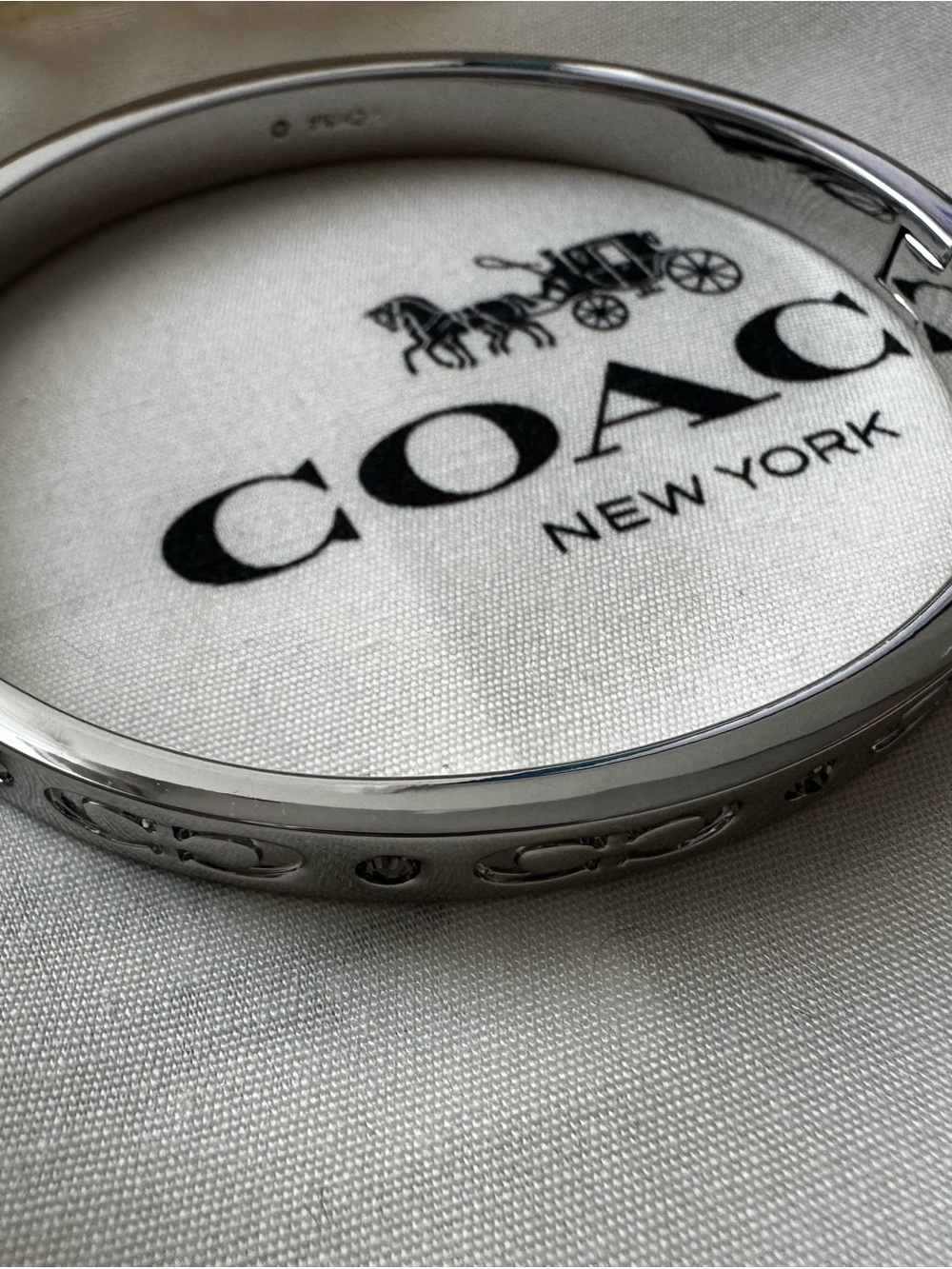 Coach Silver-Tone Signature Bangle Bracelet - Picture 3 of 9
